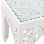 Beistelltisch 2er Set Glas weiss quadratisch AMADPUR