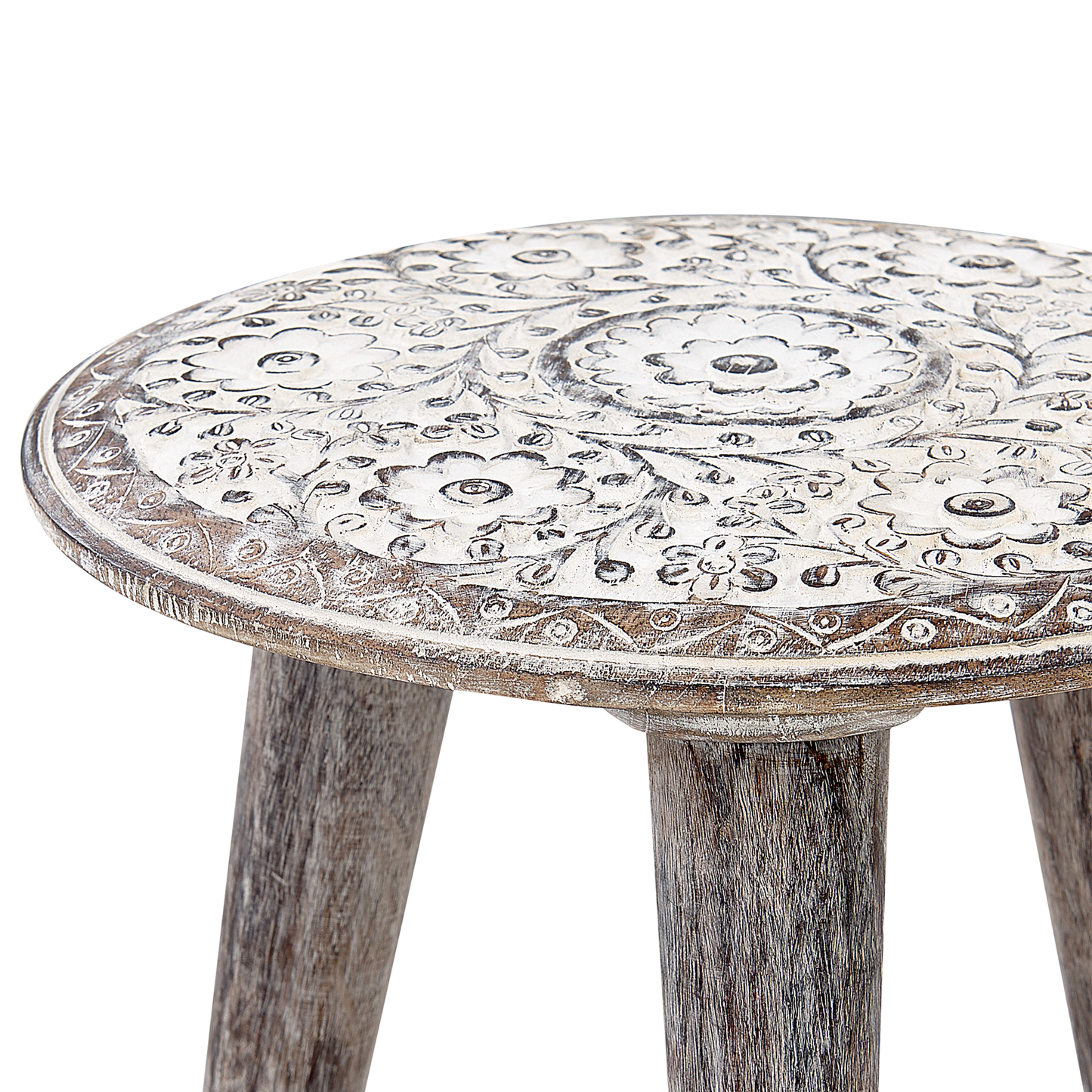 Beistelltisch 2er Set aus Mangoholz Weiss BARJU