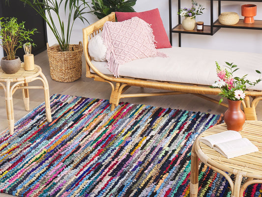 Teppich bunt 140 x 200 cm Kurzflor BAFRA