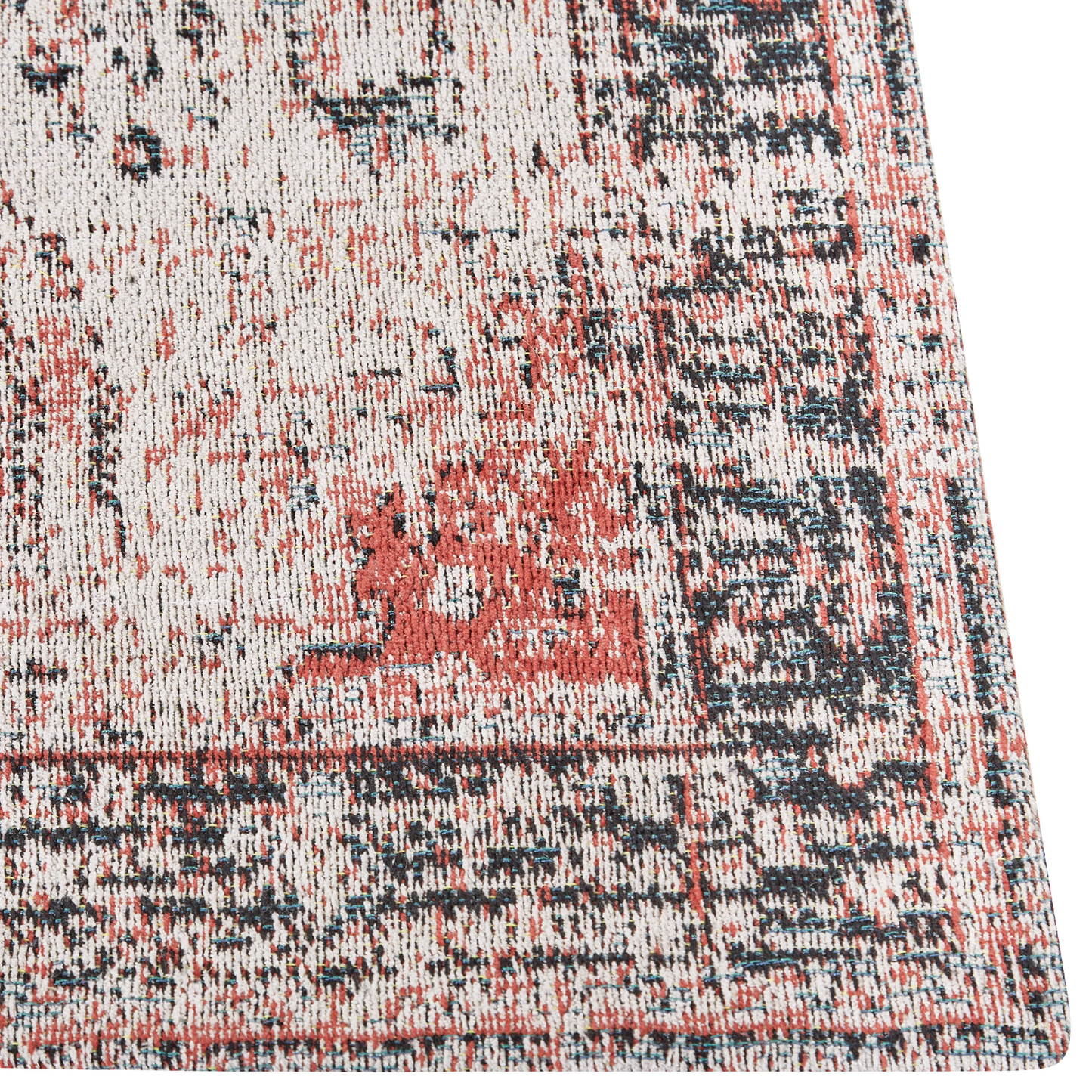 Teppich Baumwolle rot / beige 80 x 150 cm orientalisches Muster Kurzflor ATTERA