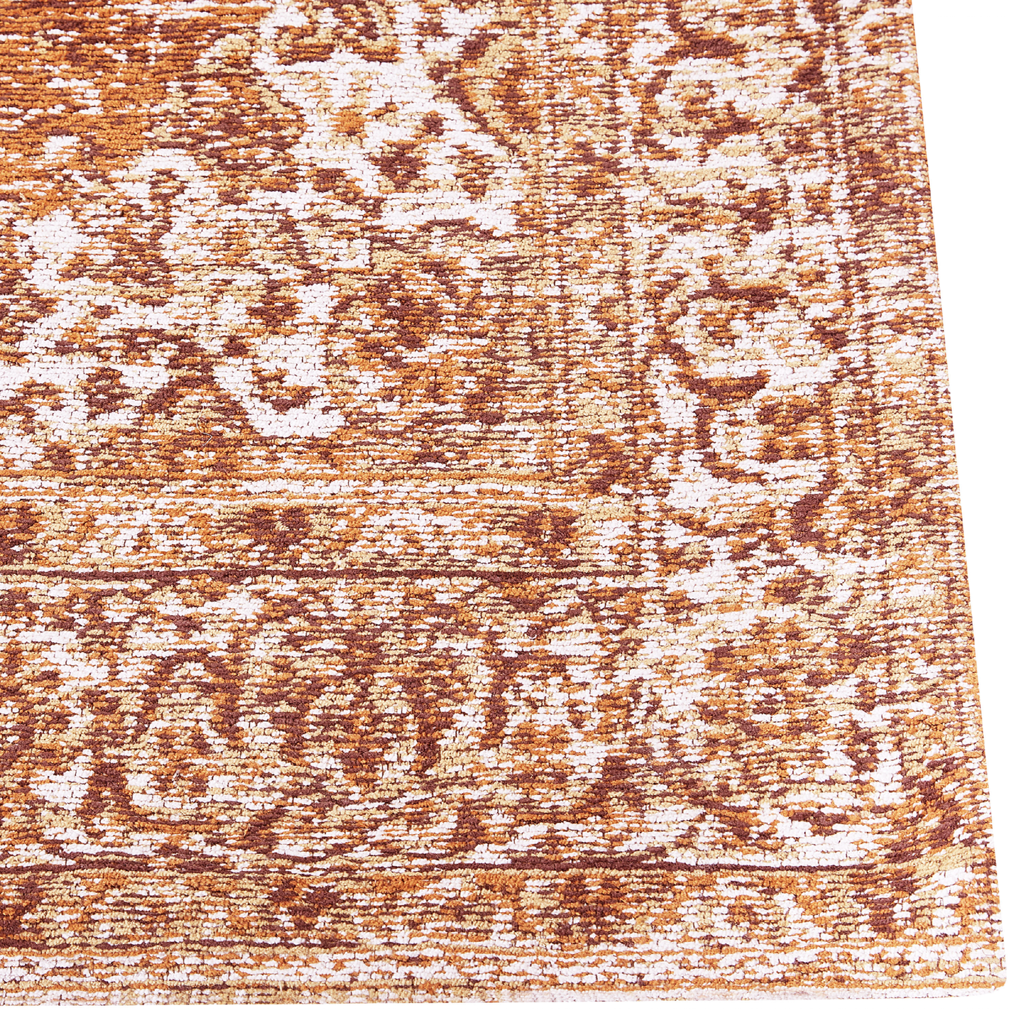 Teppich Baumwolle orange 80 x 150 cm orientalisches Muster Kurzflor HAYAT