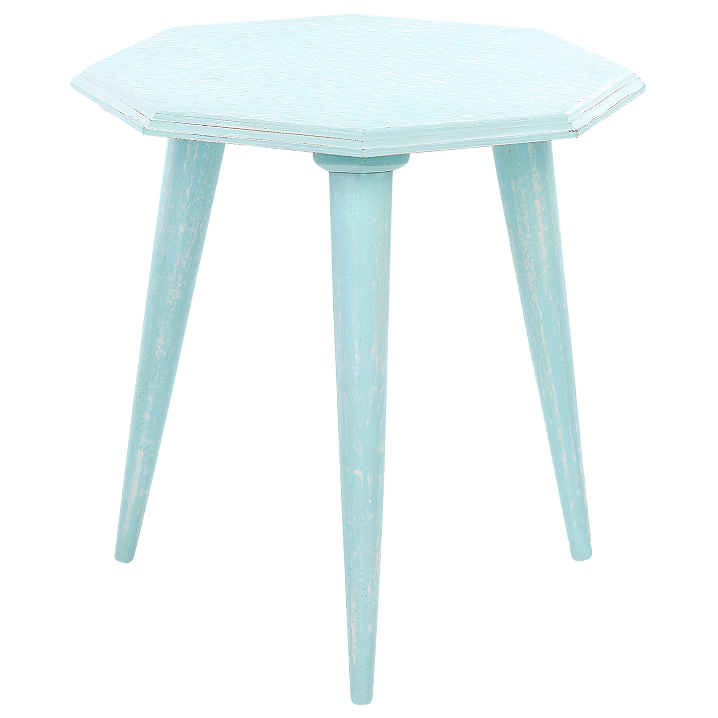 Beistelltisch 2er Set Mangoholz hellblau achteckig KANRI