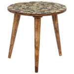 Beistelltisch 2er Set Mangoholz dunkelbraun / gold rund CHANPI