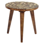 Beistelltisch 2er Set Mangoholz dunkelbraun / gold rund CHANPI