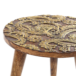 Beistelltisch 2er Set Mangoholz dunkelbraun / gold rund CHANPI