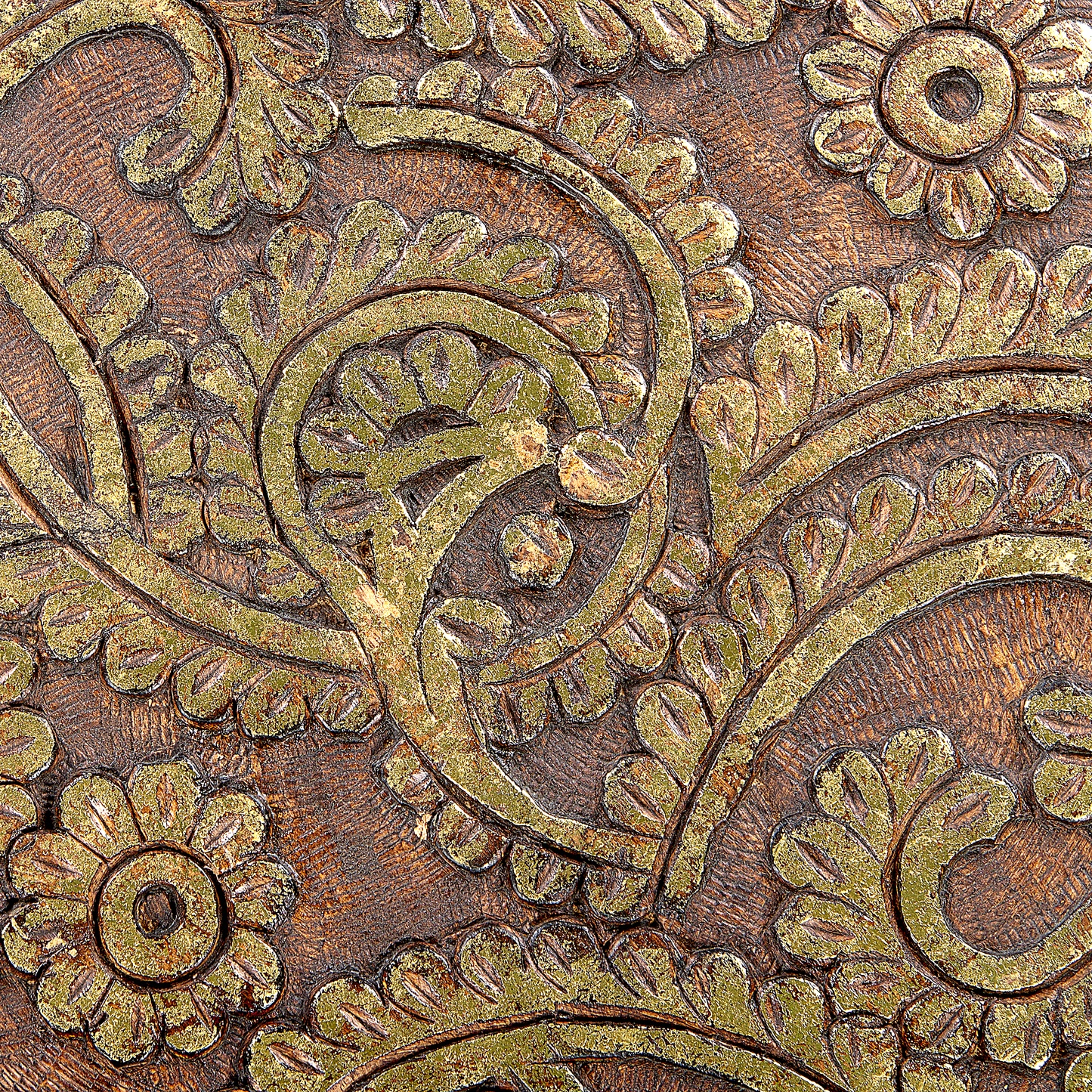 Beistelltisch 2er Set Mangoholz dunkelbraun / gold rund CHANPI