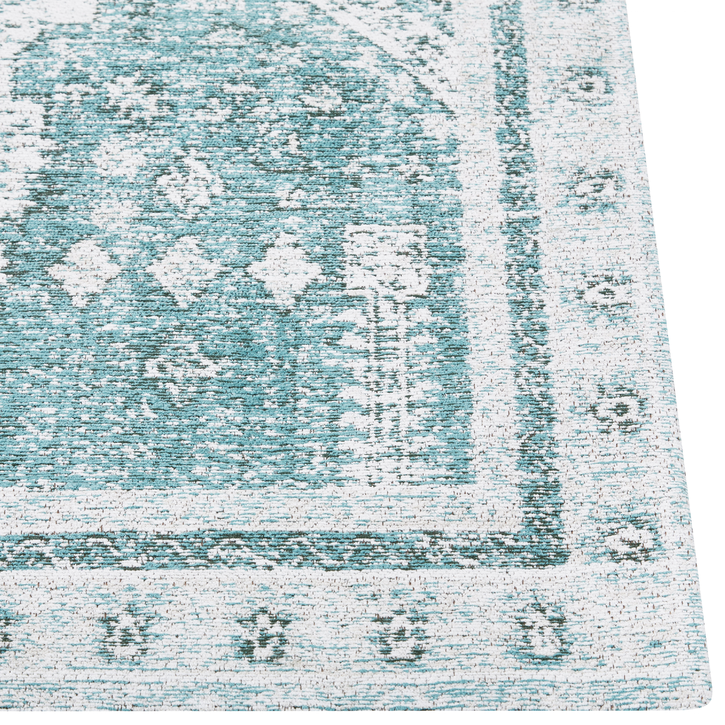 Teppich Baumwolle mintgrün 200 x 300 cm orientalisches Muster Kurzflor FULLA