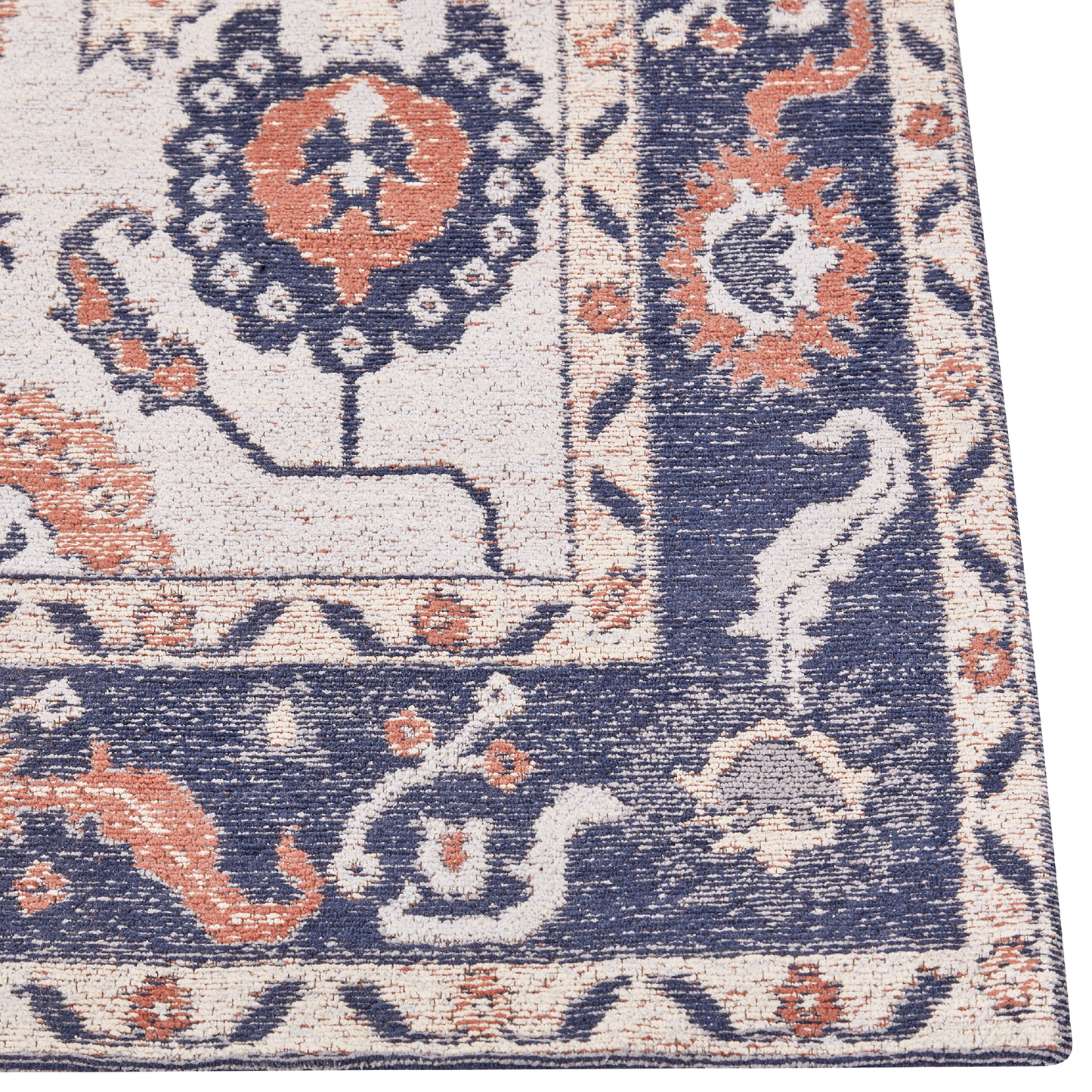 Teppich Baumwolle mehrfarbig 80 x 150 cm orientalisches Muster Kurzflor KABTA