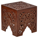 Beistelltisch 2er Set dunkler Holzfarbton quadratisch SHUKUR