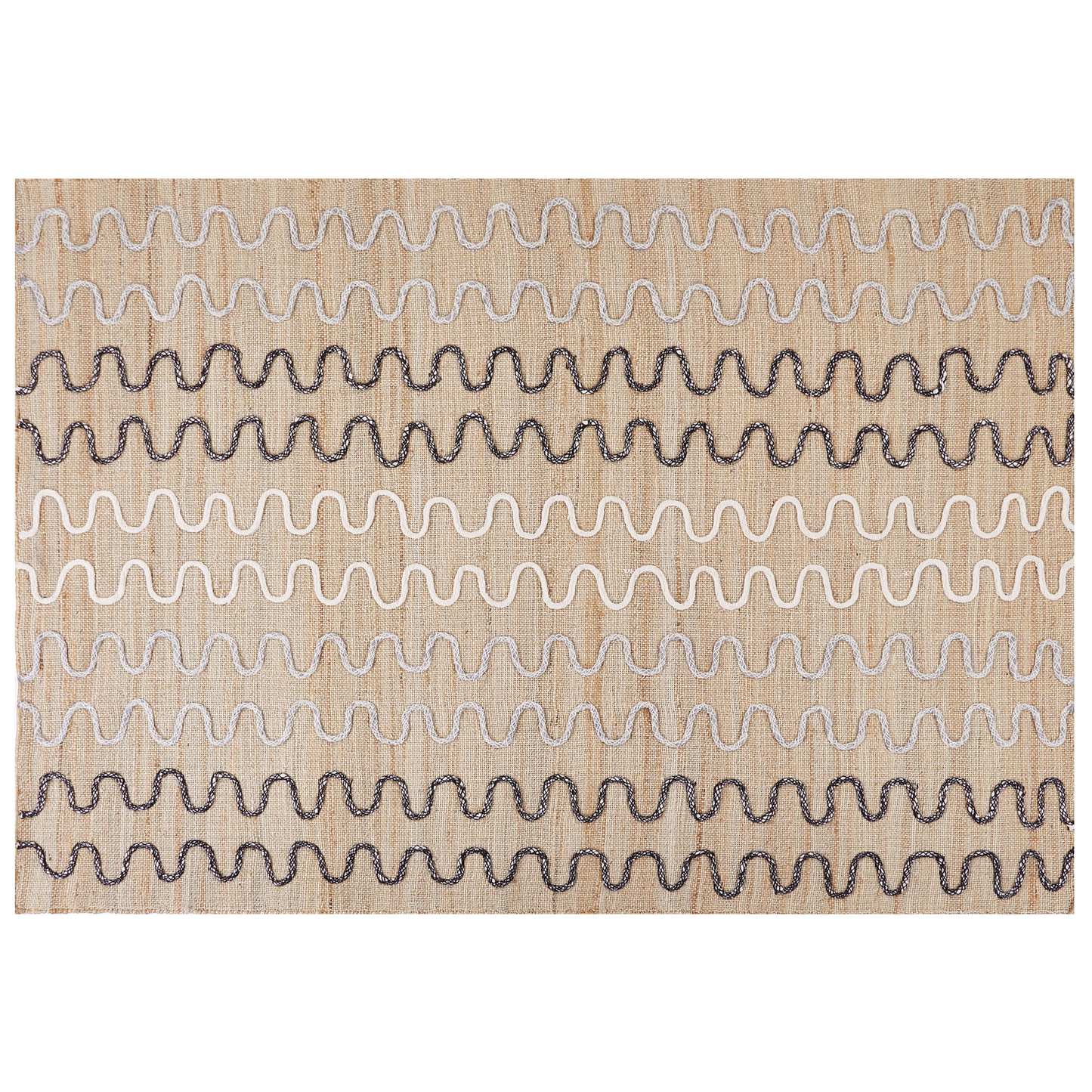 Teppich Jute beige 160 x 230 cm geometrisches Muster Kurzflor SOGUT