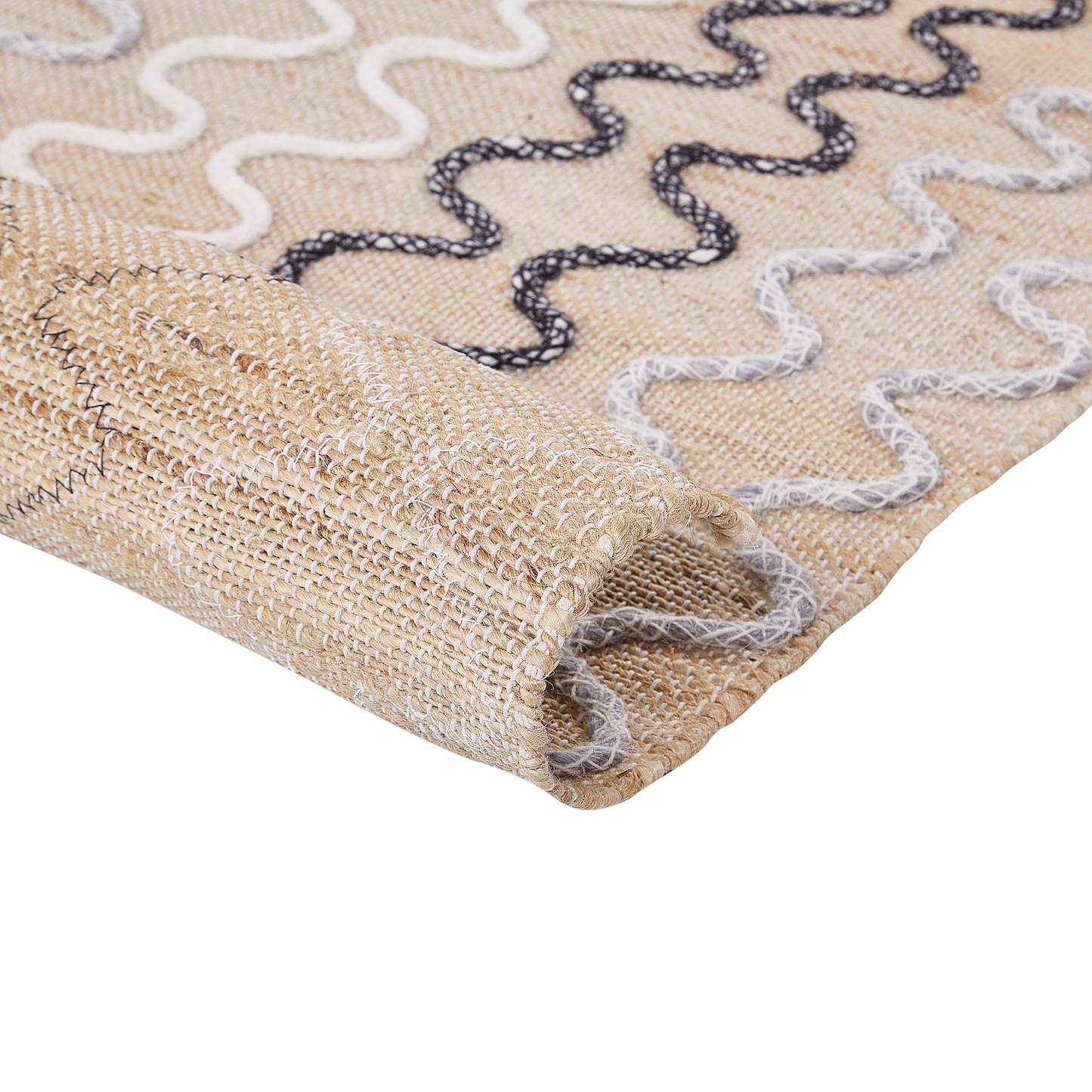 Teppich Jute beige 160 x 230 cm geometrisches Muster Kurzflor SOGUT