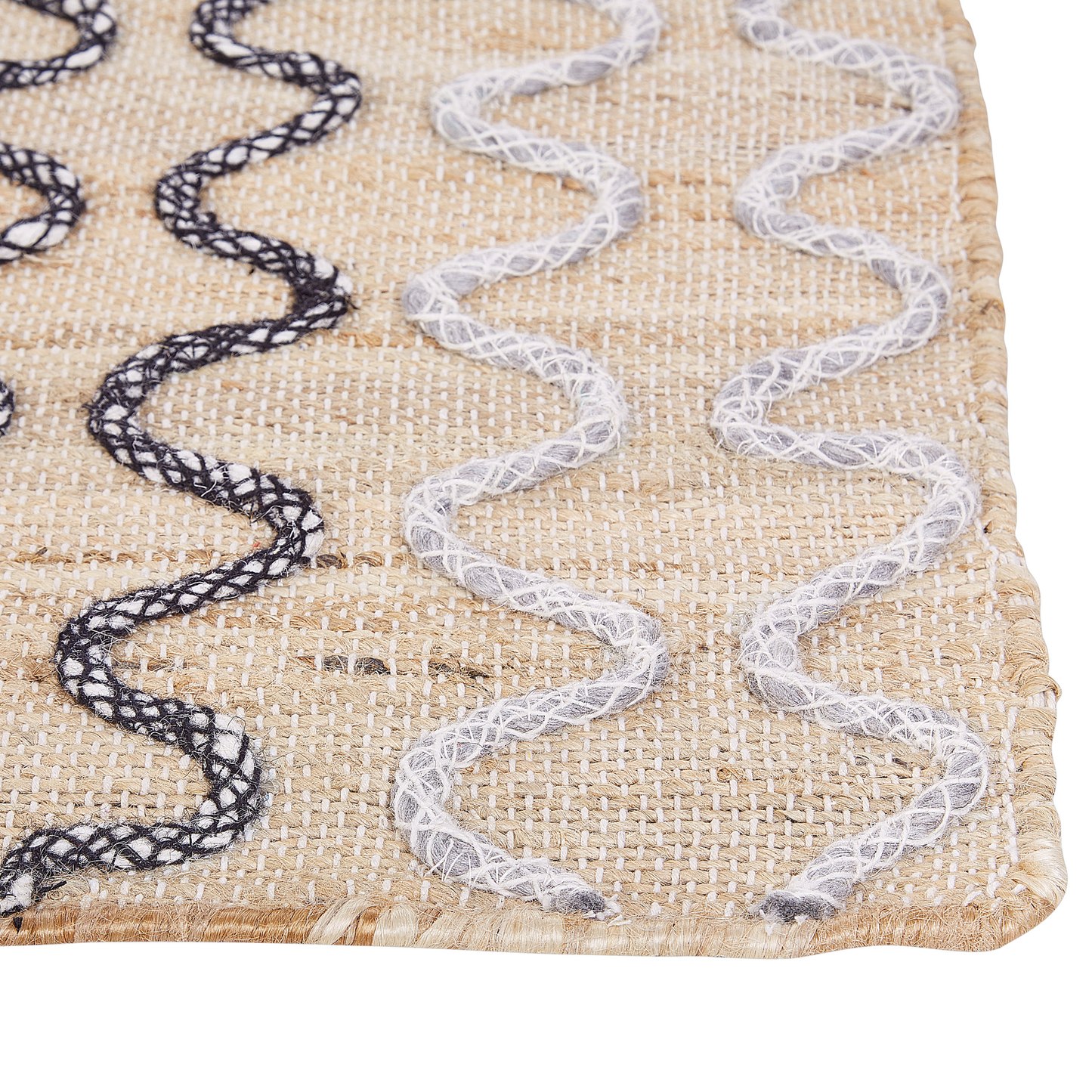 Teppich Jute beige 160 x 230 cm geometrisches Muster Kurzflor SOGUT