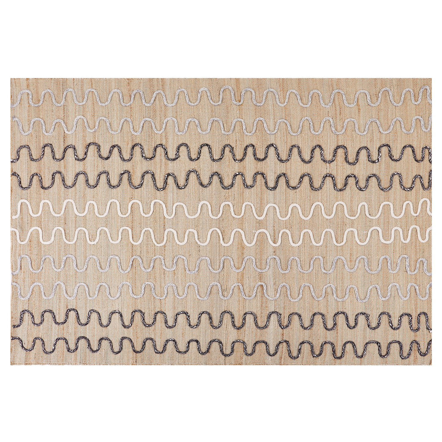 Teppich Jute beige 140 x 200 cm geometrisches Muster Kurzflor SOGUT