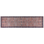 Teppich Baumwolle blau / rot 80 x 300 cm orientalisches Muster Kurzflor KURIN