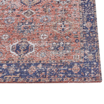 Teppich Baumwolle blau / rot 80 x 300 cm orientalisches Muster Kurzflor KURIN
