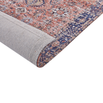 Teppich Baumwolle blau / rot 80 x 300 cm orientalisches Muster Kurzflor KURIN