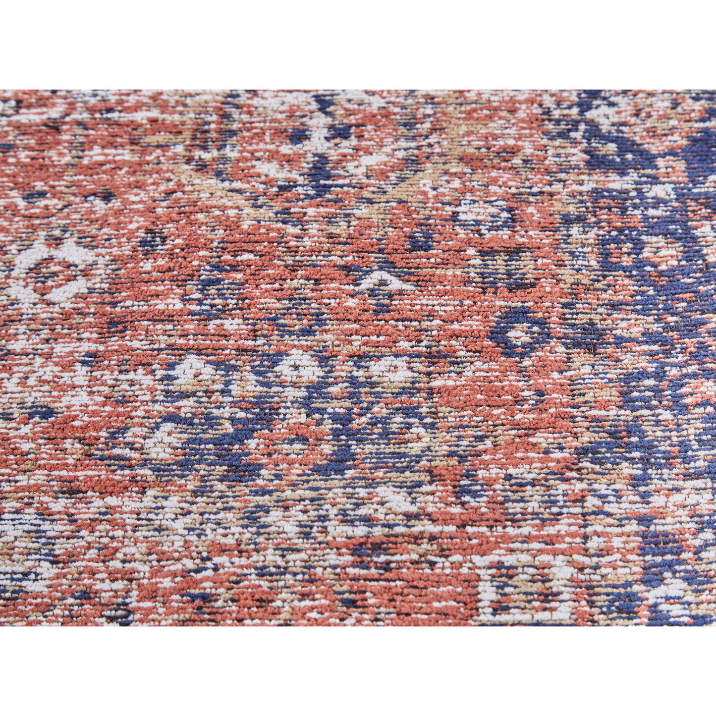 Teppich Baumwolle blau / rot 80 x 300 cm orientalisches Muster Kurzflor KURIN