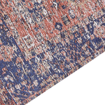 Teppich Baumwolle blau / rot 80 x 300 cm orientalisches Muster Kurzflor KURIN