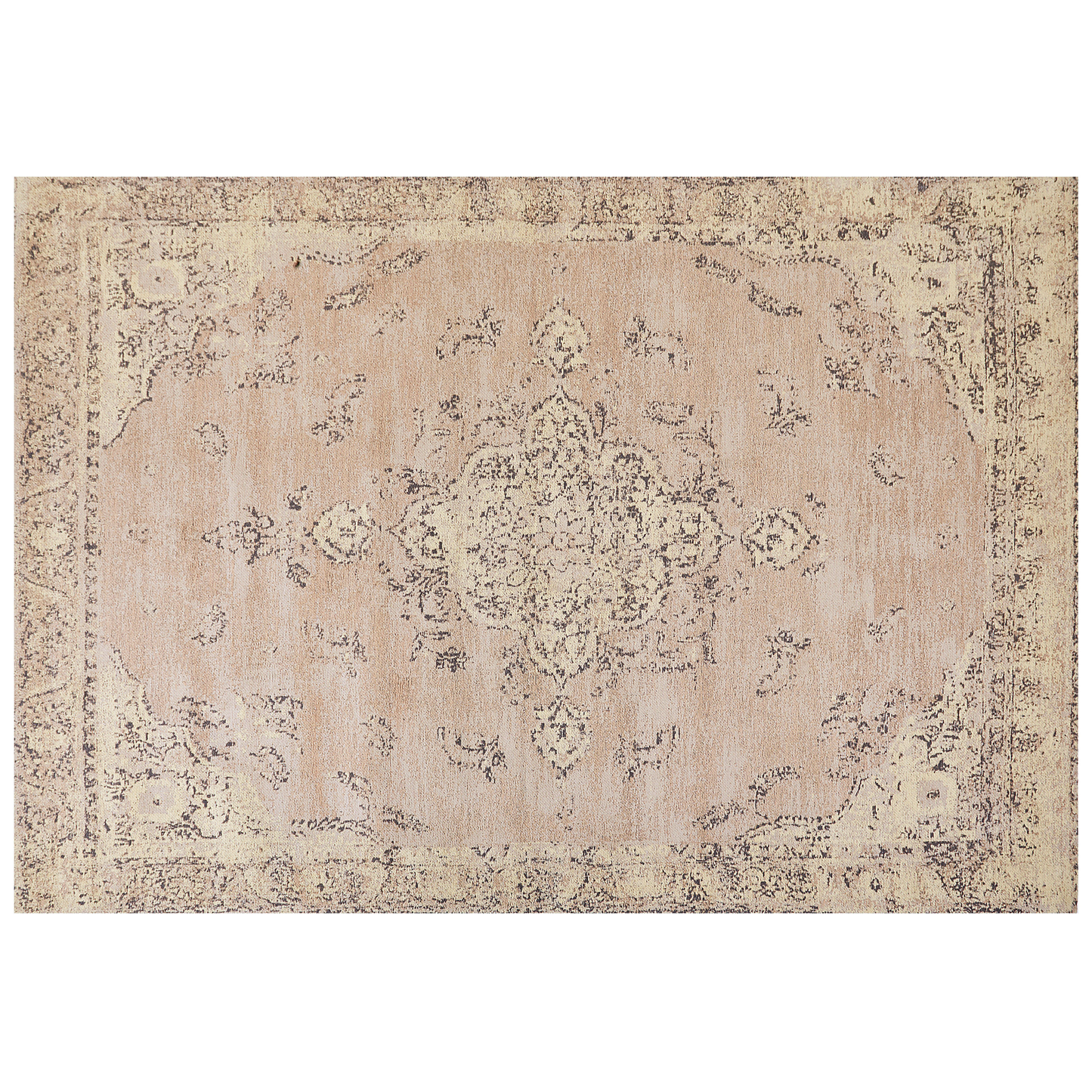 Teppich Baumwolle beige 160 x 230 cm orientalisches Muster Kurzflor MATARIM