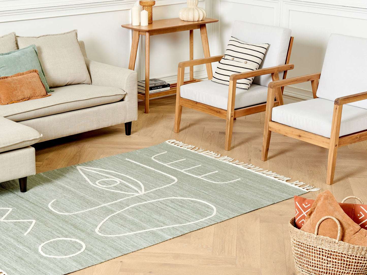 Outdoor Teppich hellgrün 140 x 200 cm abstraktes Muster Kurzflor YAVU