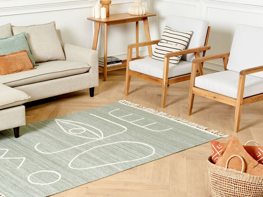 Outdoor Teppich hellgrün 140 x 200 cm abstraktes Muster Kurzflor YAVU