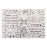 Teppich Wolle weiss / schwarz geometrisches Muster 160 x 230 cm Kurzflor ALKENT