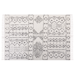 Teppich Wolle weiss / schwarz geometrisches Muster 140 x 200 cm Kurzflor ALKENT