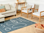 Outdoor Teppich blau 140 x 200 cm abstraktes Muster Kurzflor YAVU