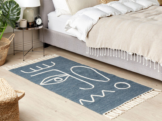 Outdoor Teppich blau 80 x 150 cm abstraktes Muster Kurzflor YAVU