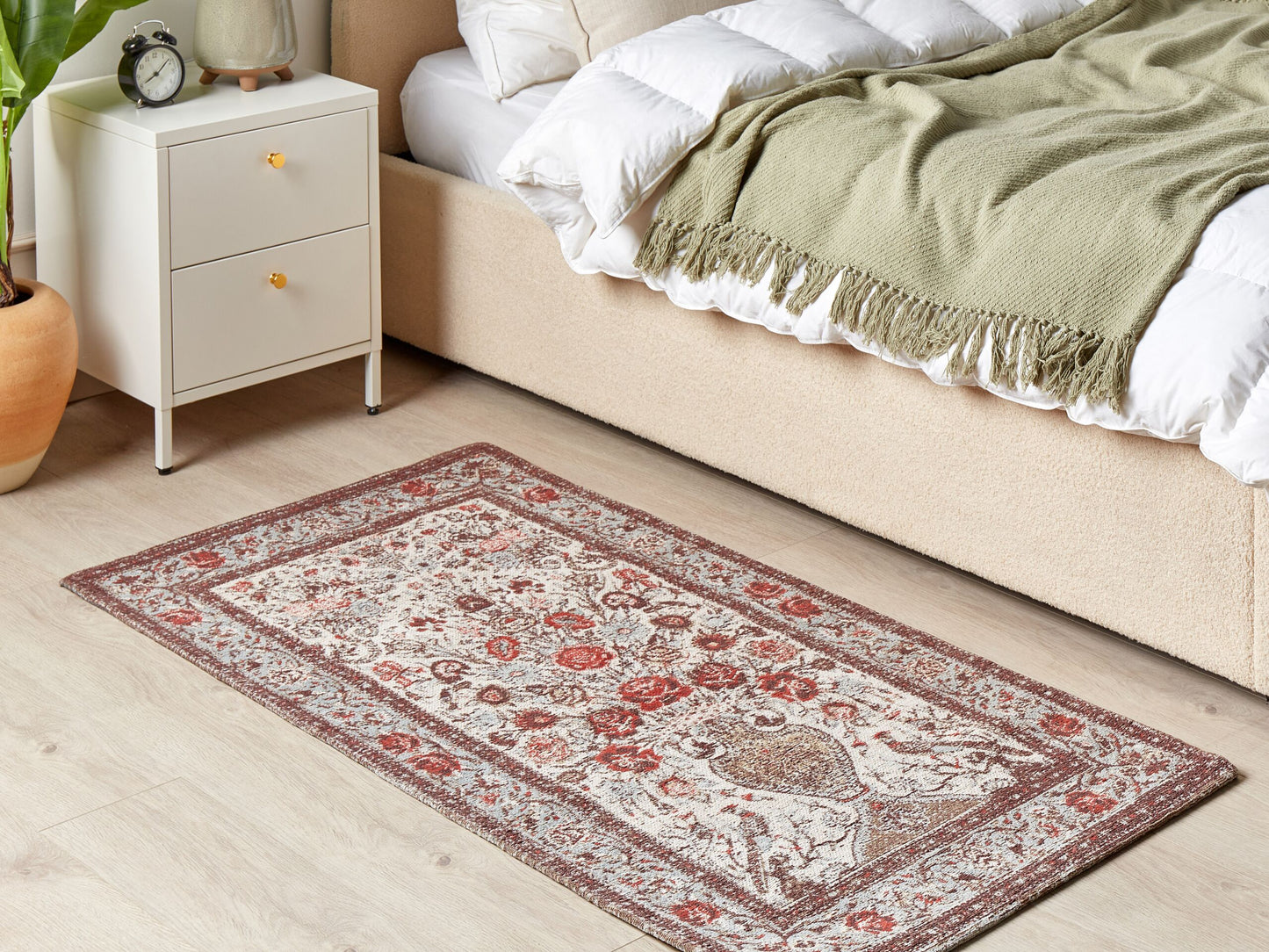 Teppich Baumwolle mehrfarbig Bumenmuster 80 x 150 cm Kurzflor BINNISZ