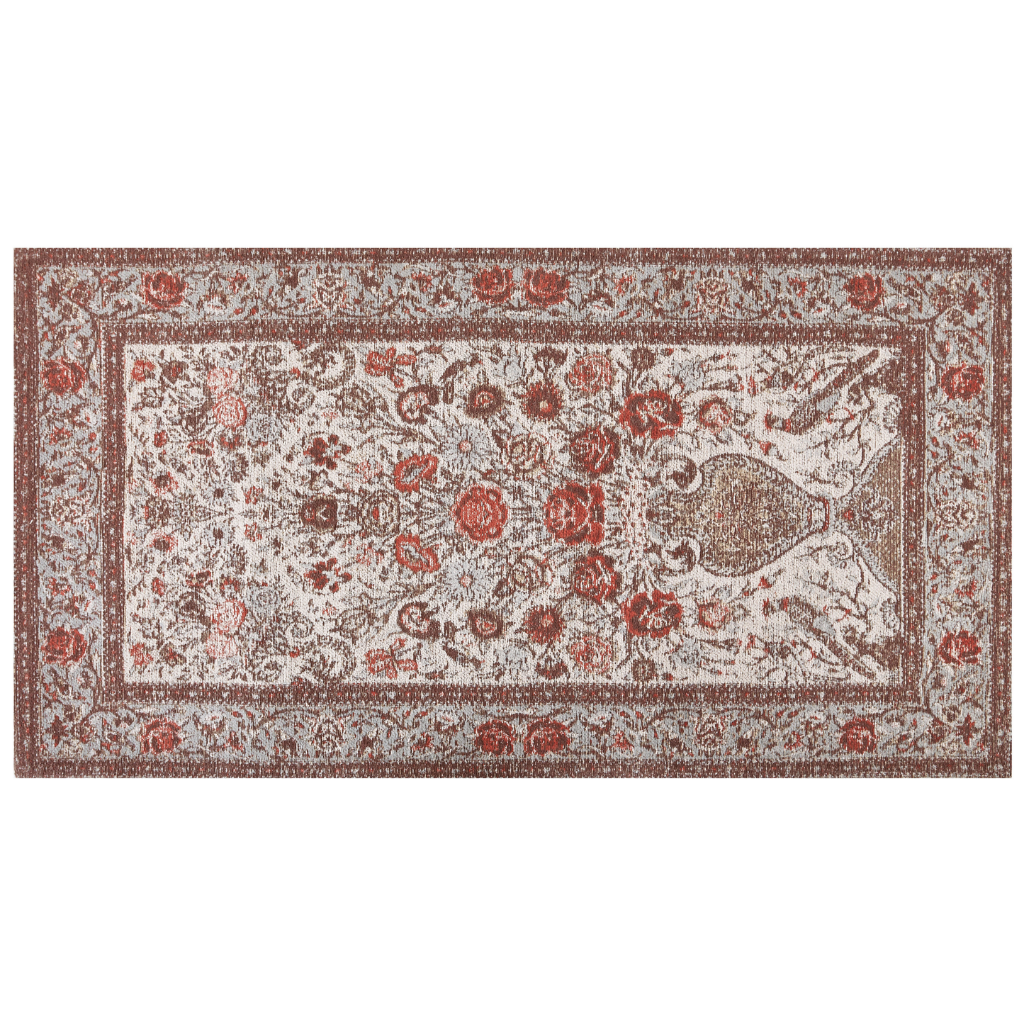 Teppich Baumwolle mehrfarbig Bumenmuster 80 x 150 cm Kurzflor BINNISZ