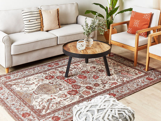 Teppich Baumwolle mehrfarbig Bumenmuster 160 x 230 cm Kurzflor BINNISZ