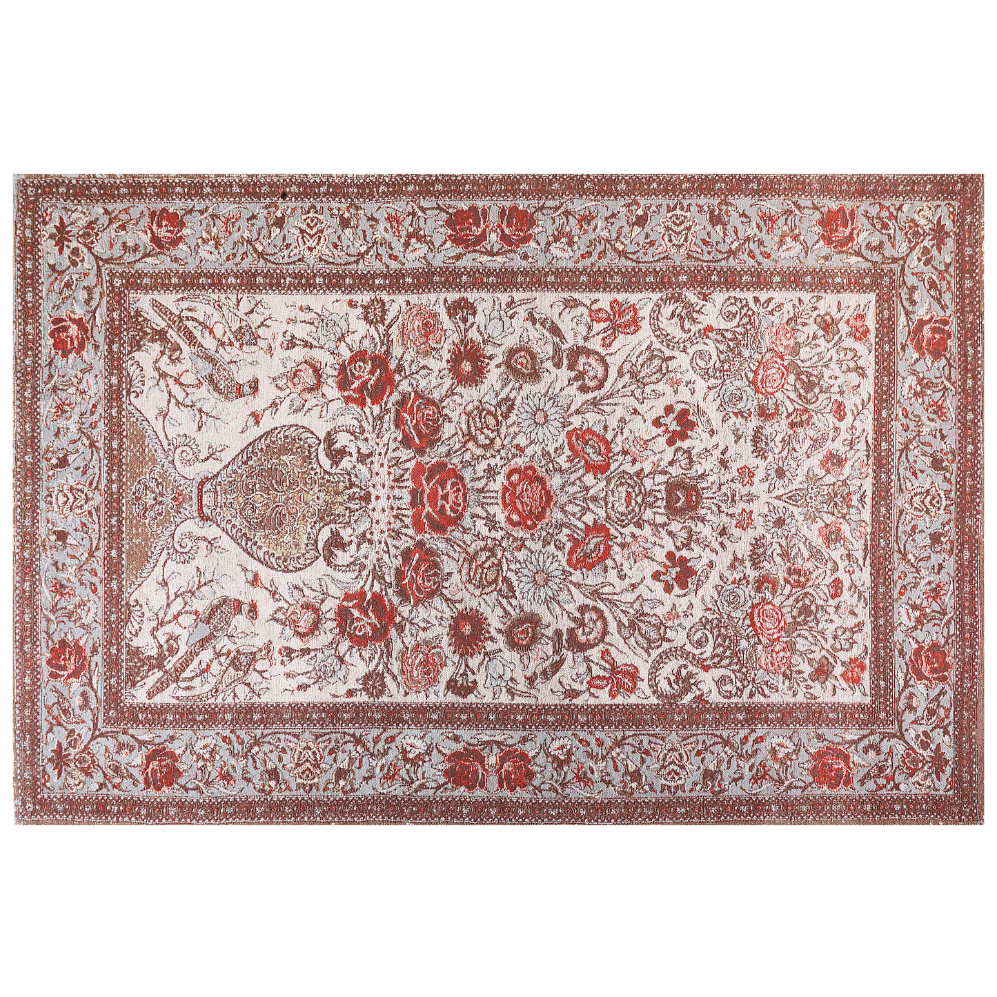 Teppich Baumwolle mehrfarbig Bumenmuster 200 x 300 cm Kurzflor BINNISZ