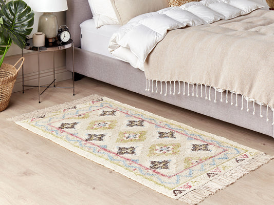 Teppich Jute mehrfarbig 80 x 150 cm orientalisches Muster Kurzflor TERKOS