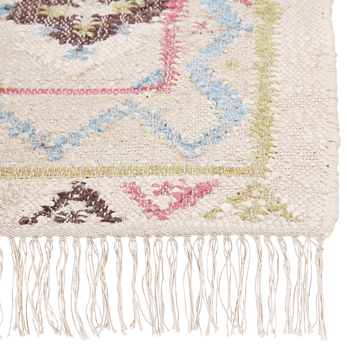 Teppich Jute mehrfarbig 80 x 150 cm orientalisches Muster Kurzflor TERKOS