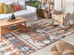 Teppich Jute mehrfarbig 140 x 200 cm geometrisches Muster Kurzflor KALFA