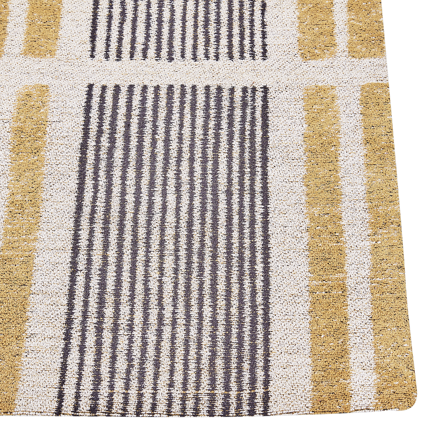 Teppich Baumwolle gelb / schwarz 80 x 150 cm Streifenmuster Kurzflor KATRA