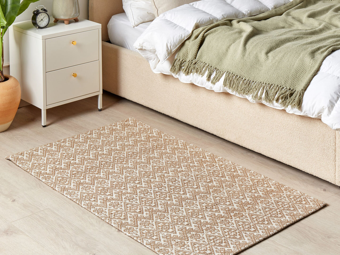 Teppich Jute beige 80 x 150 cm geometrisches Muster Kurzflor ATIMA