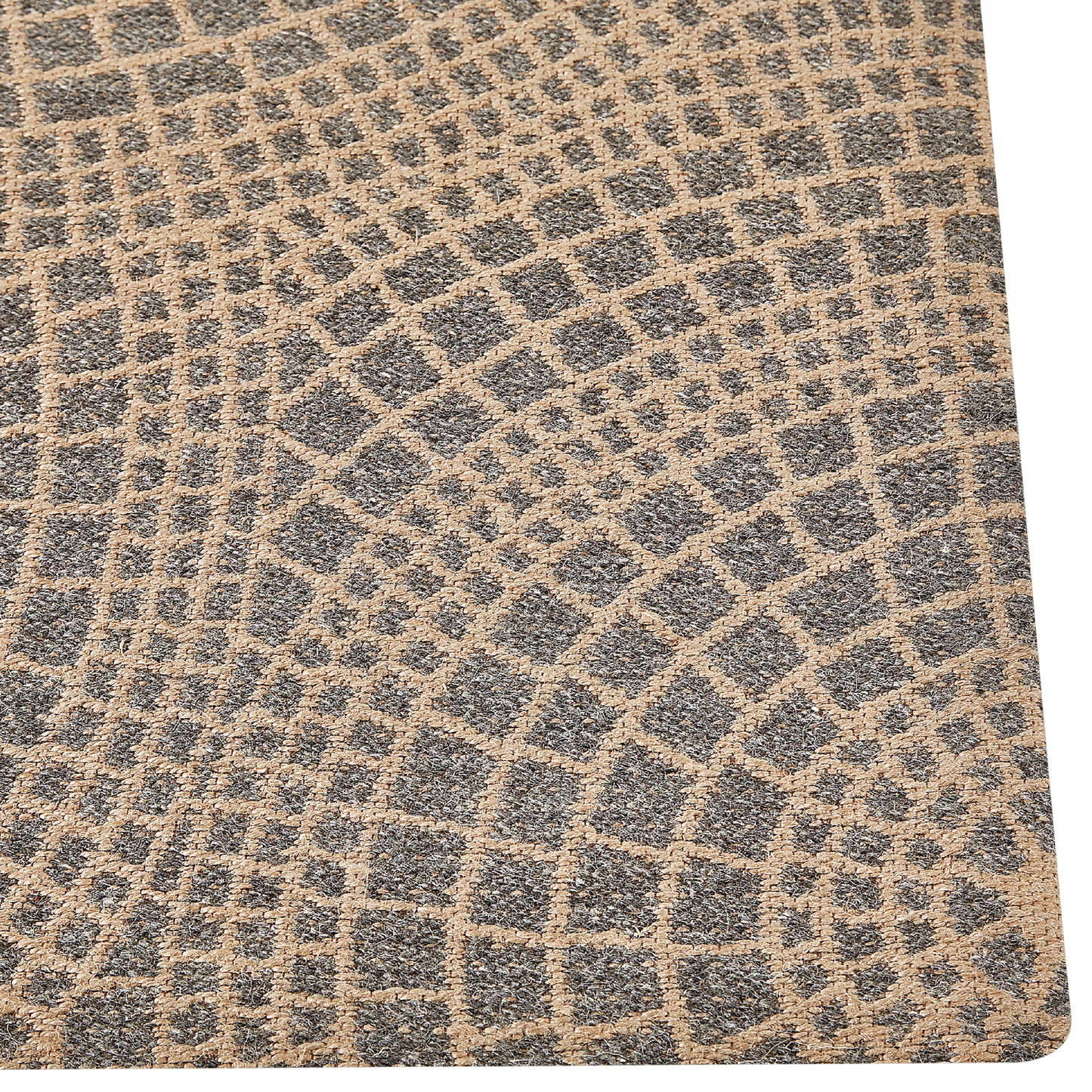 Teppich Jute beige / grau 80 x 150 cm geometrisches Muster Kurzflor ARIBA