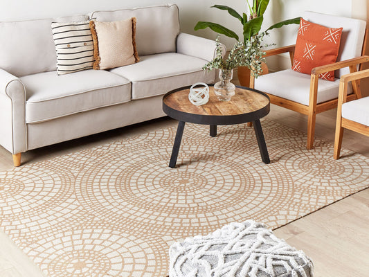 Teppich Jute beige / weiss 160 x 230 cm geometrisches Muster Kurzflor ARIBA