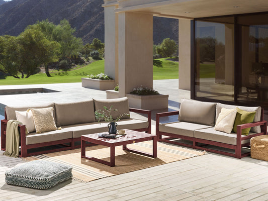 Lounge Set mit Tisch 5-Sitzer TIMOR modular zertifiziertes Akazienholz Dunkelrot