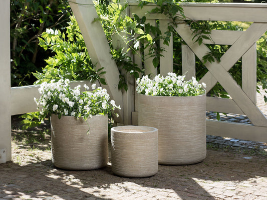 Blumentopf hellbeige rund 26 x 26 x 25 cm SAMOS