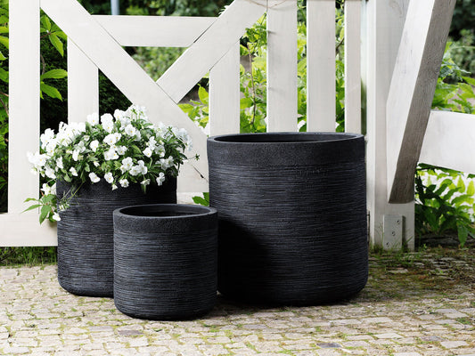 Blumentopf schwarz rund 26 x 26 x 25 cm SAMOS