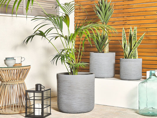 Blumentopf grau rund 26 x 26 x 25 cm SAMOS
