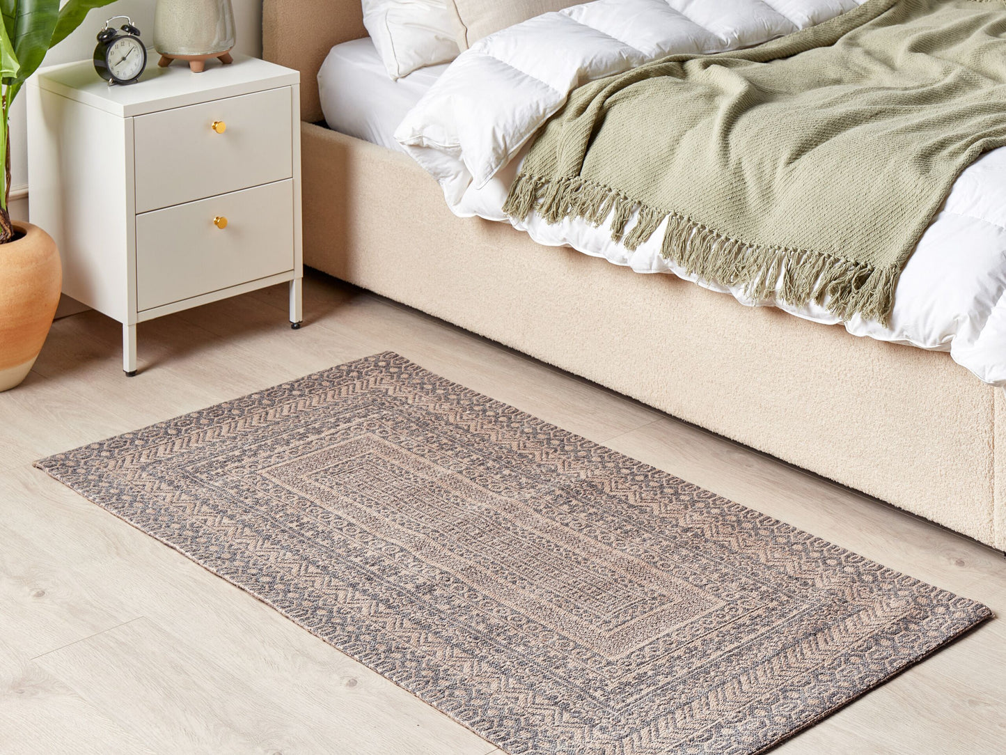 Teppich Jute beige / grau 80 x 150 cm geometrisches Muster Kurzflor BAGLAR