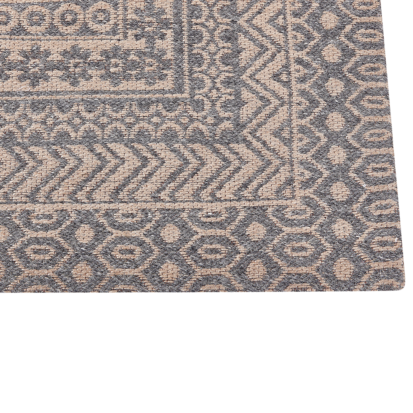Teppich Jute beige / grau 80 x 150 cm geometrisches Muster Kurzflor BAGLAR