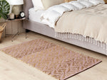 Teppich Baumwolle beige / rosa geometrisches Muster 80 x 150 cm Kurzflor GERZE