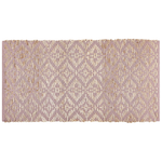 Teppich Baumwolle beige / rosa geometrisches Muster 80 x 150 cm Kurzflor GERZE