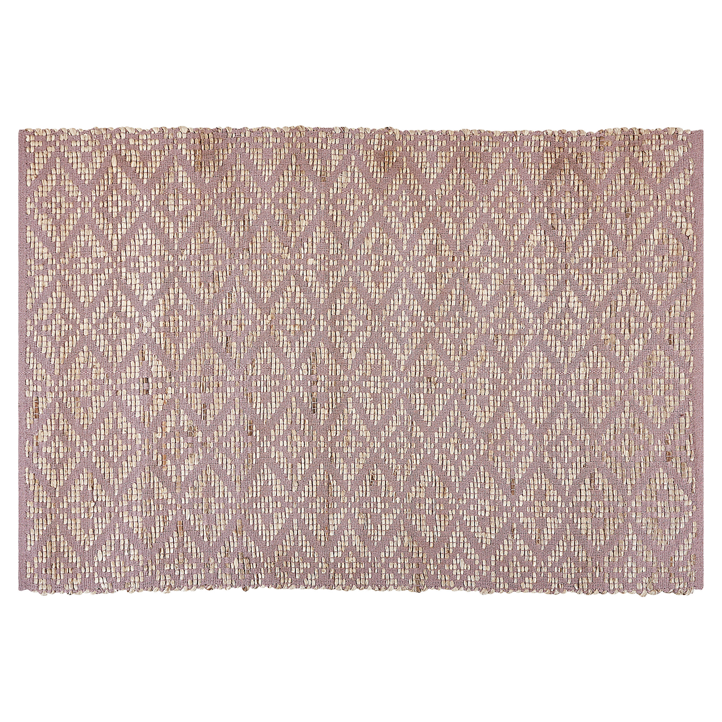 Teppich Baumwolle beige / rosa geometrisches Muster 140 x 200 cm Kurzflor GERZE