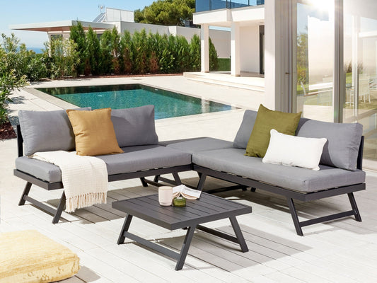 Garten Ecksofa mit Tisch 5-Sitzer COCCORINO Metall Grau